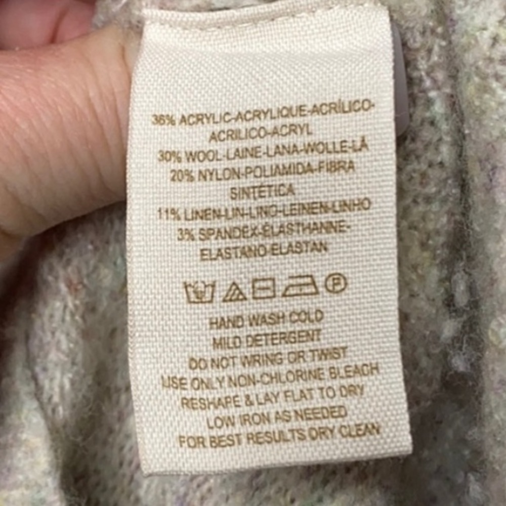 Free People Wool Linen Blend Mock Neck Cable Knit Sweater Size M - Picture 5 of 5